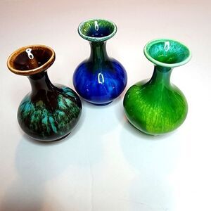 Set of Three Ceramic Miniature Vases Made in Japan